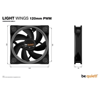 be quiet! Light Wings PWM Addressable RGB Fan, 120mm, 1700RPM, 4-Pin PWM Fan & 3-Pin ARGB Connectors, Black Frame, Black Blades, ARGB Lighting on Front & Rear