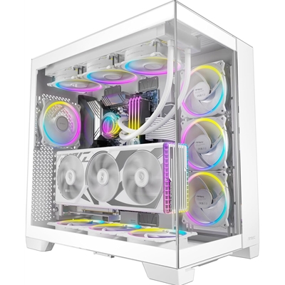 ANTEC Constellation C8 Dual Chamber Case, Gaming, White, Mid Tower, 2 x USB 3.0 / 1 x USB Type-C, Seamless Left and Front Tempered Glass Side Panel, E-ATX, ATX, Micro ATX, ITX