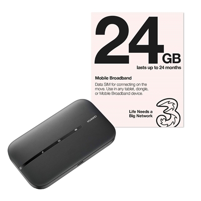 Huawei E5783 4G+ MiFi Pay As You Go Mobile Broadband Router, accompanied by 30 Trio SIM Cards preloaded with 24GB data each