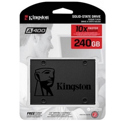 Kingston SSDNow A400 240GB, SATA III, Read 500MB/s, Write 350MB/s, 3 Year Warranty
