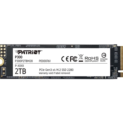 Patriot P300 (P300P2TBM28) 2TB NVMe SSD, M.2 Interface, PCIe Gen3, 2280, Read 2100MB/s, Write 1650MB/s, 3 Year Warranty