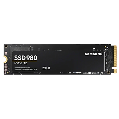 Samsung 980 (MZ-V8V250BW) 250GB NVMe SSD, M.2 Interface, PCIe Gen3, 2280, Read 2900MB/s, Write 1300MB/s, 5 Year Warranty