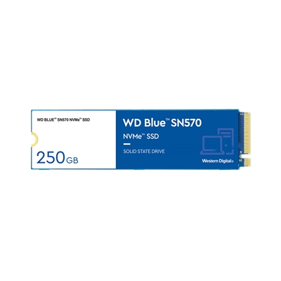 WD Blue SN570 (WDS250G3B0C) 250GB NVMe SSD, M.2 Interface, PCIe Gen3, 2280, Read 3300MB/s, Write 1200MB/s, 5 Year Warranty