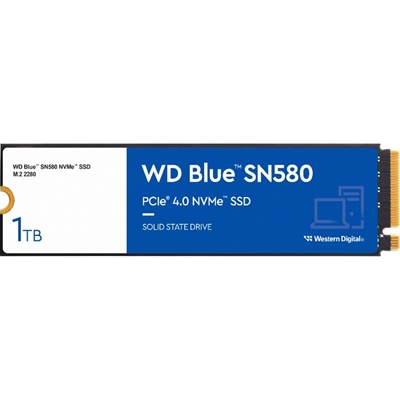 WD Blue SN580 (WDS100T3B0E) 1TB NVMe M.2 Interface, PCIe x4 x4, 2280 Length, Read 4150MB/s, Write 4150MB/s, 5 Year Warranty
