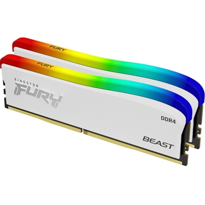 Kingston FURY Beast RGB, 32GB (2 x 16GB), DDR4, 3200MHz, Special Edition White, Unbuffered, 288-pin, DIMM, CL16, 1.35v