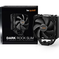 be quiet! Dark Rock Slim Fan CPU Cooler, Universal Socket, Silent Wings 3 120mm PWM Black Cooling Fan, 1500RPM, 4 Heat Pipes, 180W TDP, Compact Construction to Stop Blocking Memory Slots, Intel LGA 1700 & AMD AM5 Compatible