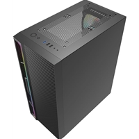 CIT Galaxy Black Mid-Tower PC Gaming Case with 1 x LED Strip 1 x 120mm Rainbow RGB Fan Included Tempered Glass Side Panel