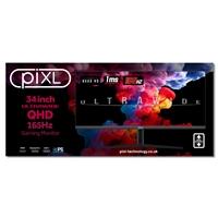 piXL 34-inch UWQHD UltraWide 165Hz Gaming Monitor with 100% sRGB Colour Gamut, Quad HD 3440 x 1440 IPS Panel & 1ms Response Time, 3 Year Warranty