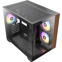 ANTEC CX600M Mini Tower Gaming Case, Black, 270 Full-View Tempered Glass with Exotic Wood, Up to 9 x 120 mm RGB Fans, 1 x USB 3.0 / 1 x USB Type-C, Micro ATX, ITX