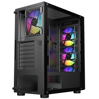 CRONUS Oceanus Case, Gaming, Black, Mid Tower, 1 x USB 3.0 / 2 x USB 2.0, Tempered Glass Front & Side Window Panels, Addressable RGB LED Fans, ATX, Micro ATX, Mini-ITX