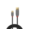 Lindy 36886 1m USB-A (M) 2.0 To USB-C (M) 2.0 Anthra Line 480Mbps Cable - Black - Image 2