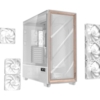 Antec Flux PRO Full Tower PC Case with Tempered Glass, White/Wood, 6 Pre-Installed Fans, USB Type-C, E-ATX/ATX/mATX/mITX Compatibility - Image 6