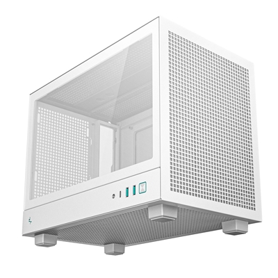 DeepCool CH160 Ultra-Portable Gaming Case White Micro Tower with Tempered Glass Side Window Panel