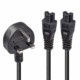 Lindy 30428 2.5m UK 3 Pin Plug To 2x IEC C5 (Clover) 3 Amp Mains Splitter Extension Cable - Black