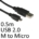 USB 2.0 A (M) to USB 2.0 Micro B (M) 0.5m Black OEM Data Cable