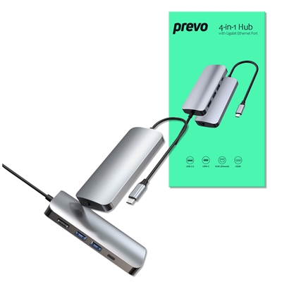 Prevo C501R 4-In-1 USB-C Networking Hub Docking Station with RJ-45 Gigabit Ethernet