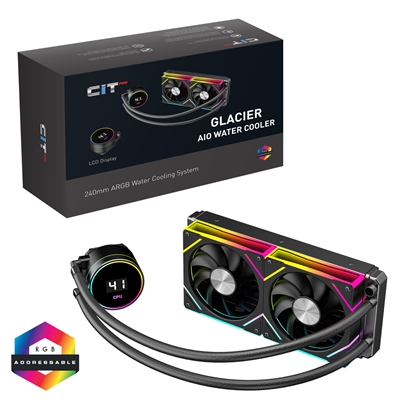 CiT Pro Glacier AIO 240mm Liquid CPU Cooler with ARGB LED Lighting