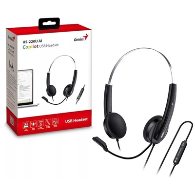Genius HS-220U-C Copilot AI Ultra Lightweight Headset with Mic