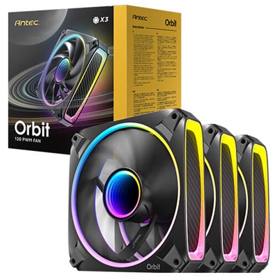 Antec Orbit 120 ARGB 120 mm PWM Fan Triple Pack (MPN: 0-761345-40059-6) - 120 mm x 28 mm